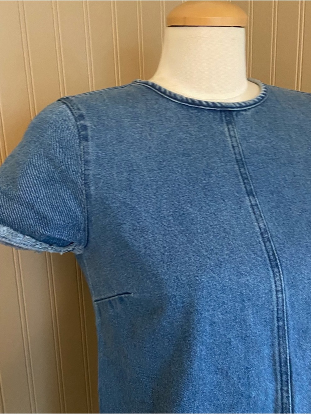 Y2K Super Cute Forever 21 Raw Edge Denim Mini Dress Women’s Size Medium - Picture 2 of 8